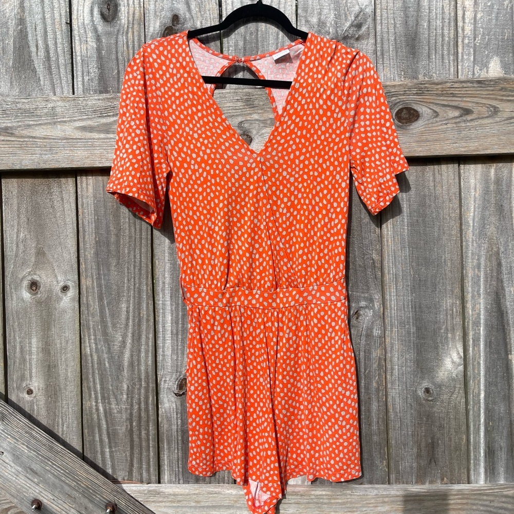 Lascana Shorts Romper Orange Polka Dot Size 2